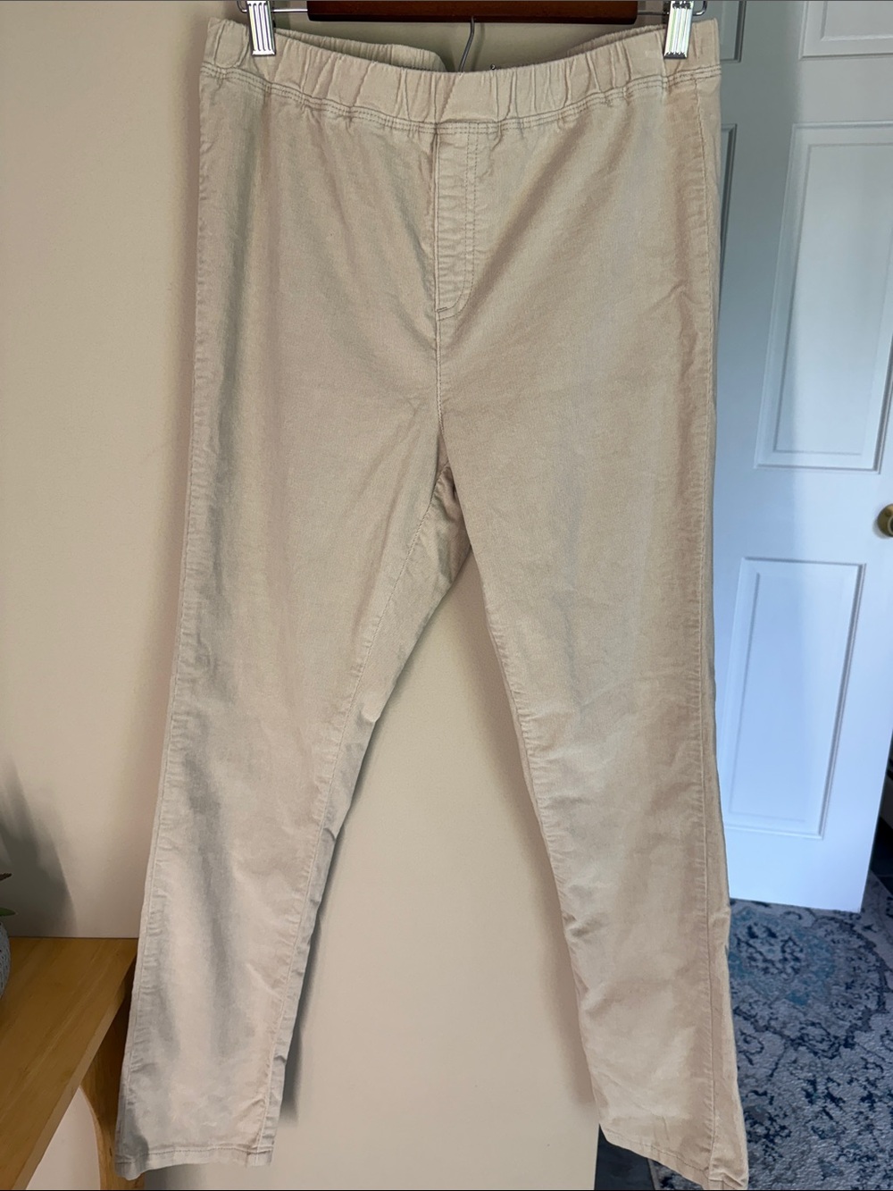 Karen Scott petite beige pull-on corduroy pants